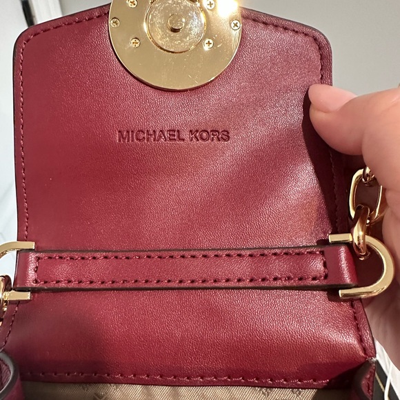 Michael Kors Carmen Burgundy and Gold Crossbody Bag - Picture 10 of 16